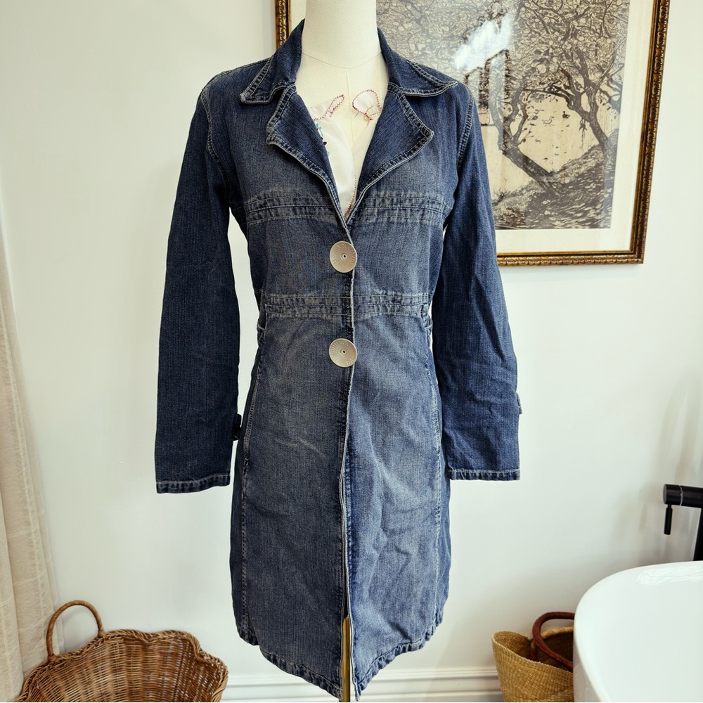 ✨ FREE PEOPLE vintage denim jacket trench - Picture 2 of 5